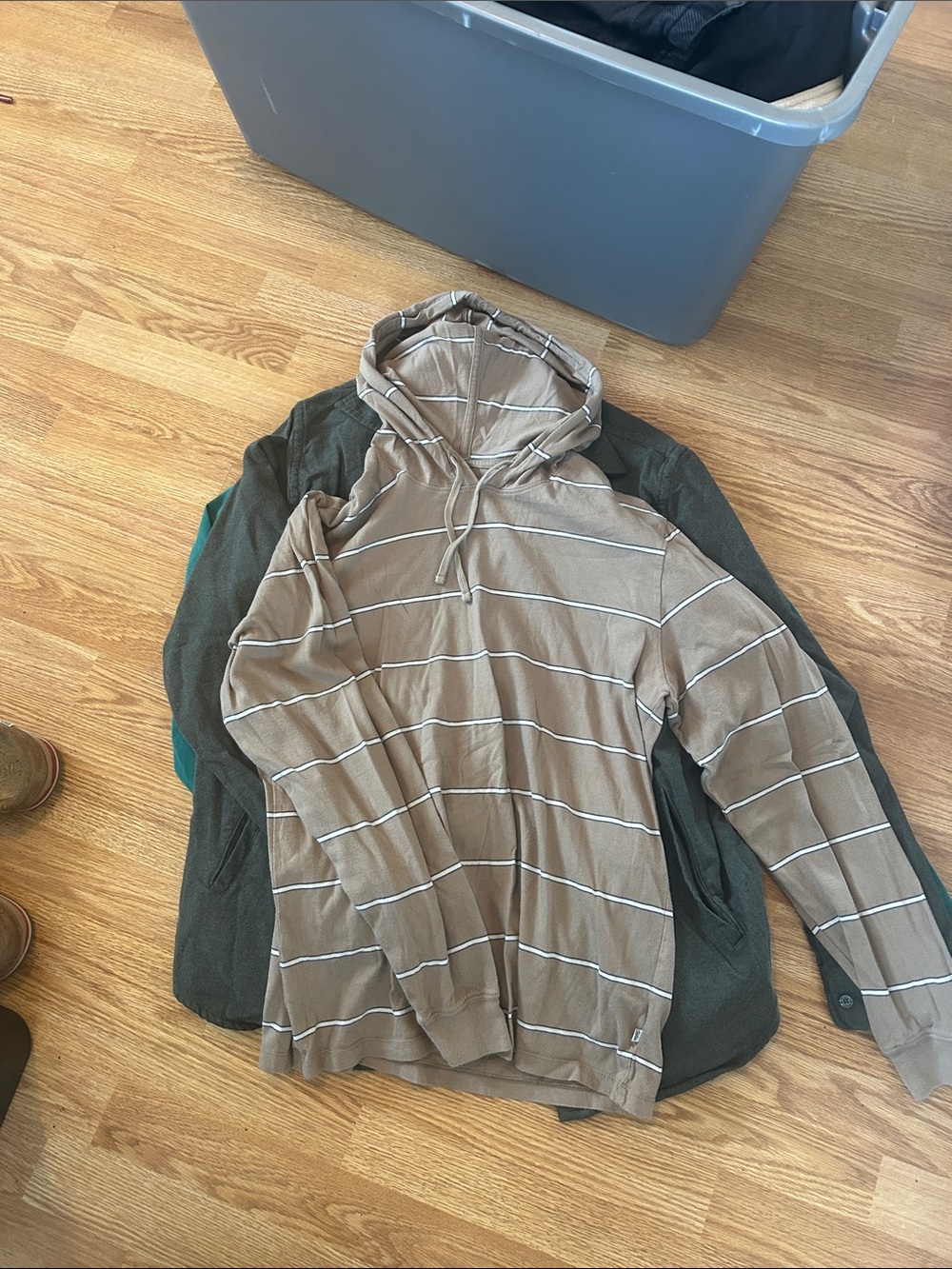 Katin Tan Hooded Striped Pullover
